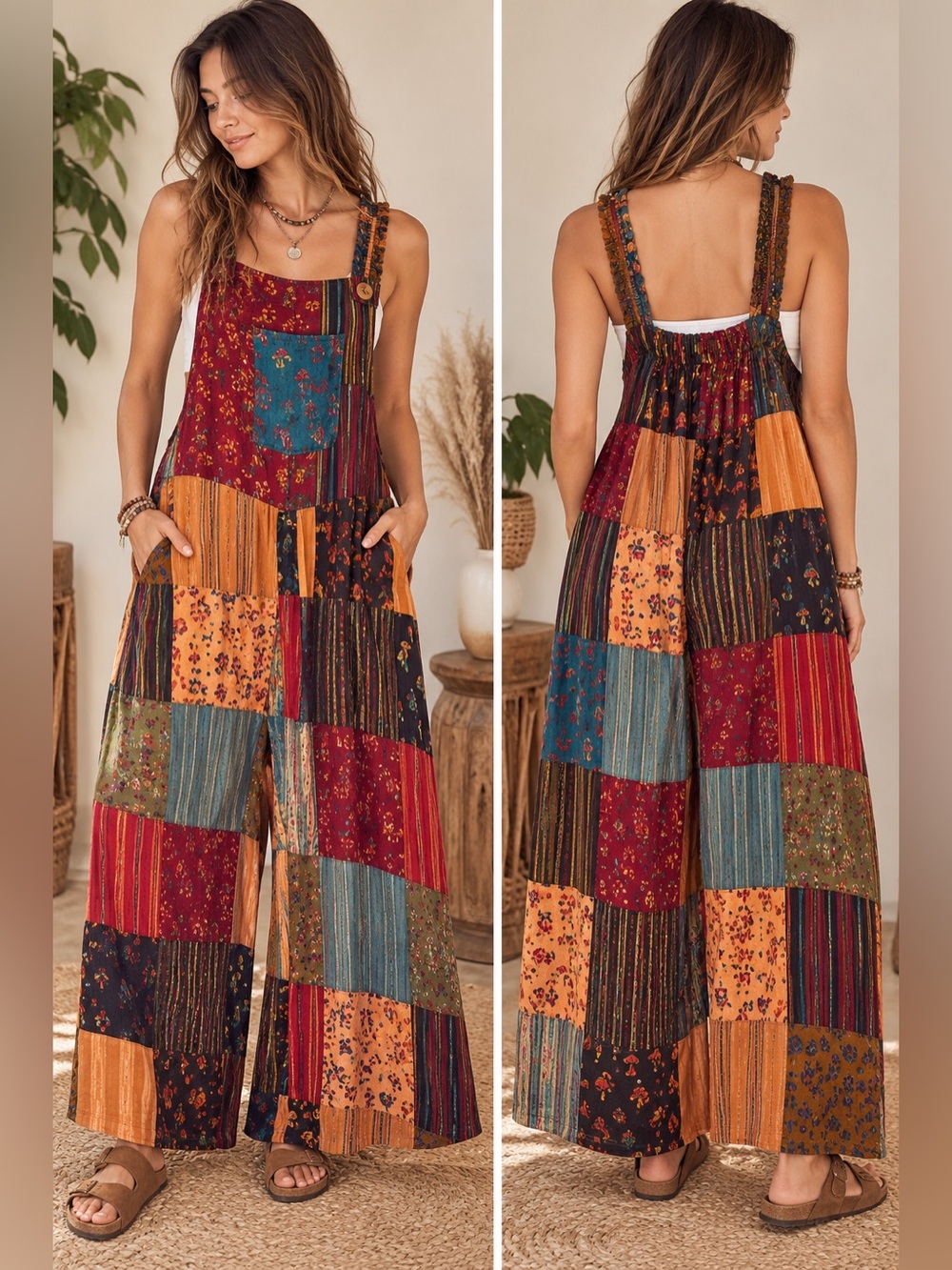 Kathmandu Multicolor Patchwork Wide-Leg Jumpsuit